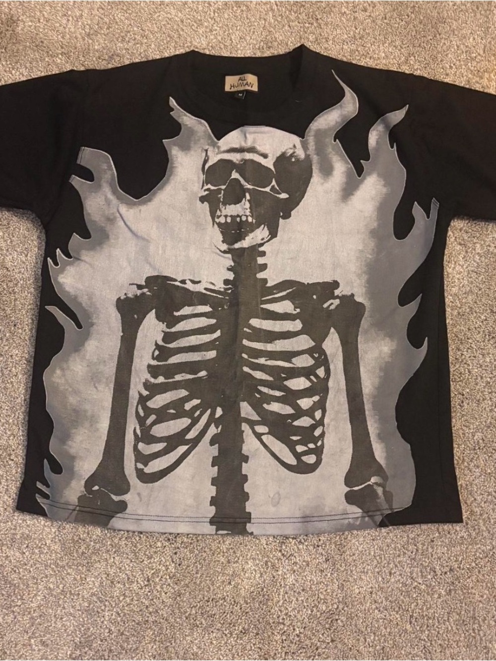 Black & Gray Skeleton Graphic Short Sleeve Tee All Human